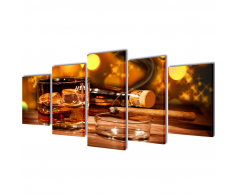vidaXL 5 pz Set Stampa su Tela da Muro Whiskey e Sigaro 100 x 50 cm