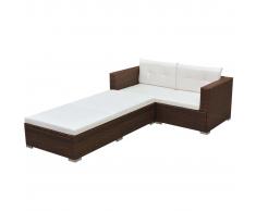 vidaXL Divano da Giardino Set 8 pz in Polirattan Modulare Marrone