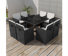 vidaXL Set Tavolo e Sedie per Esterni 25 pz in Polirattan Nero
