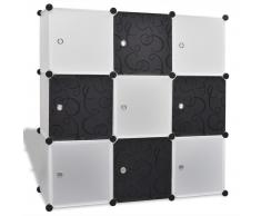 vidaXL Scaffale bianco e nero con cubi 9 scomparti 110 x 37 cm