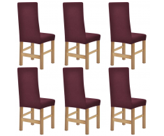 vidaXL Set 6 Coprisedie elastiche bordeaux tessuto poliestere a coste