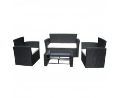 vidaXL Divano e Poltroncine da Giardino Set 8 pz in Polirattan Nero