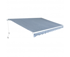 vidaXL Tenda da Sole Manuale Pieghevole 450 cm Blu e Bianco