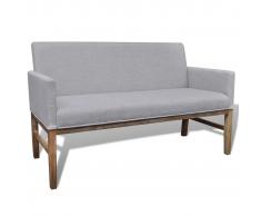 vidaXL Panca con Cuscino Imbottito in Tessuto e Legno Grigio Chiaro