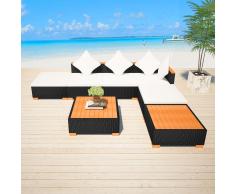 vidaXL Divani da Giardino Set 16 pz in Polirattan e WPC Nero