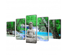 vidaXL 5 pz Set Stampa su Tela da Muro Buddha 100 x 50 cm