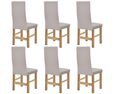 vidaXL Set 6 Coprisedie elastiche beige tessuto poliestere a coste
