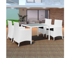 vidaXL Set Tavolo e Sedie per Esterni 9 pz in Polirattan Bianco Crema