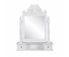 vidaXL Tavolo make up stile classico con specchio oscillante bianco