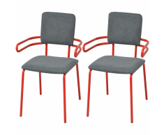 vidaXL Sedia Sala da Pranzo/Poltrona 2 pz Rosso e Grigio