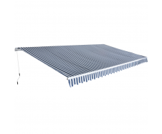 vidaXL Tenda da Sole Manuale Pieghevole 600 cm Blu e Bianco