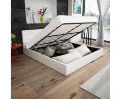 vidaXL Letto 180 x 200 cm con Contenitore Idraulico Similpelle Bianco