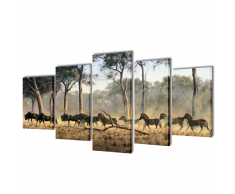 vidaXL 5 pz Set Stampa su Tela da Muro Zebre 100 x 50 cm