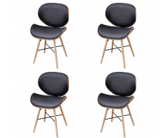 vidaXL Set 4 pz Sedia da pranzo con telaio in legno curvato senza braccioli