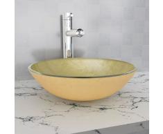 vidaXL Lavandino in Vetro Temperato 42 cm Dorato