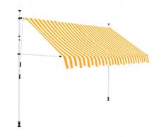vidaXL Tenda da Sole Retrattile Manuale 250cm Strisce Gialle e Bianche