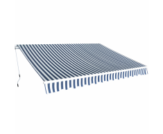 vidaXL Tenda da Sole Manuale Pieghevole 350 cm Blu e Bianco