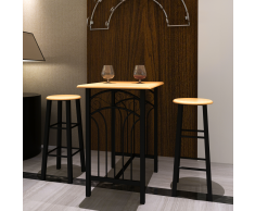 vidaXL Tavolo rettangolare da cucina con 2 sedie set in legno