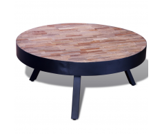 vidaXL Tavolino per cafè rotondo in legno anticato di teak