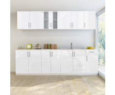 vidaXL Armadietto Cucina Lucido Bianco con Base Lavandino 8 pz 260 cm