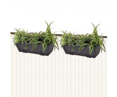 vidaXL Set 2 pz Fioriera trapezoidale in rattan 50 cm nera per balcone