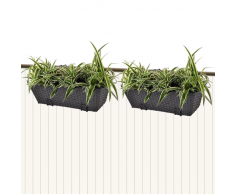 vidaXL Set 2 pz Fioriera trapezoidale in rattan 50 cm nera per balcone