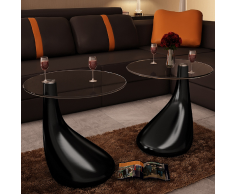 vidaXL Tavolini salotto set da 2 in vetro design nero a goccia