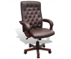 vidaXL Sedia da ufficio Chesterfield in ecopelle marrone