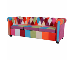 vidaXL Divano Chesterfield a 3 Posti in Tessuto