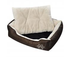 vidaXL Letto caldo per cani marrone e beige con cuscino imbottito L