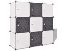 vidaXL Armadio Salvaspazio a Cubo con 9 Scomparti Bianco e Nero