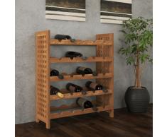 vidaXL Porta Bottiglie di Vino in Legno Massello Noce 64x25x76 cm