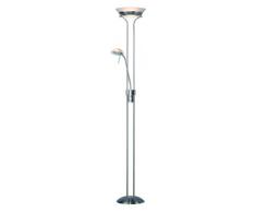 Lampe de sol éclairage vers le haut incl. Lampe de lecture réglable Nickel Albâtre
