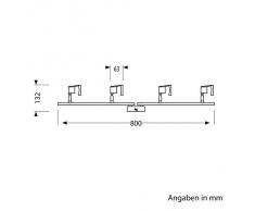 Plafonnier "LEONIS", spots, GU10, luminaire, lampe de parlat pour quatre ampoules spot