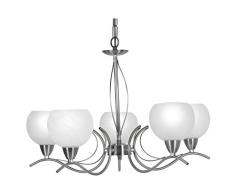 Oaks Lighting 1063/5 AC Luanda-Lustre finition Chrome satiné et lampes en verre opalin