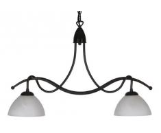 Oaks Lighting Country Lustre 2 lampes Finition noir/or avec lampes en verre effet marbre
