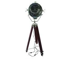 Regal Nauticals Wendy Gibney 72 Hollywood Lampe de recherche Marine/Nautical Home Decor Spot Lampe de sol Trépied en bois Marron