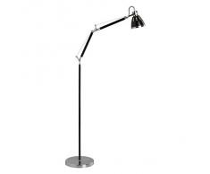 Brilliant Octavia Lampadaire 1 ampoule 1,7 m Lampe de lecture orientable Chromé/noir Bureau Verre 1 x E27 Convient pour lampes normales jusquà max. 40 W