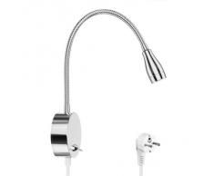 Parlat LED Ampoule de Lecture/Applique Han, col de Cygne, Chrome, Interrupteur, fiche, Blanche-Chaude