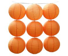 JTC 9pc Lanterne en Papier Abat-jour Lampion avec Fer Décoration de Maison/de Fête--9pc Orange (diamètre :20CM)