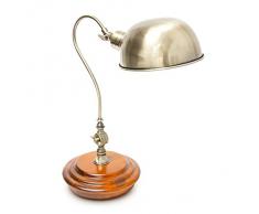 Relaxdays 10018492 Table Lampe de Bureau Design Industriel Bois Massif & Fer réglable, Fer, E27, 40 W, Laiton