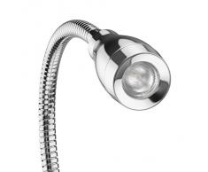 Applique, lampe de lecture à LED (DEL), de Parlat (1 LED Power blanche, col de cygne flexible, avec interrupteur, chrome brillant, 230 V CA, paquet deux pièce)