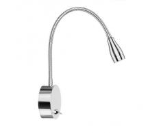 Applique, lampe de lecture à LED (DEL), de Parlat (1 LED Power blanche, col de cygne flexible, avec interrupteur, chrome brillant, 230 V CA, paquet d'une pièce)