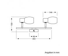 Plafonnier "LUPI", spots, E14, luminaire, lampe de parlat pour deux ampoules spot