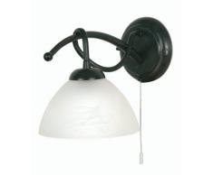 Oaks Lighting Country Applique avec abat-jour en verre opalin Noir/doré