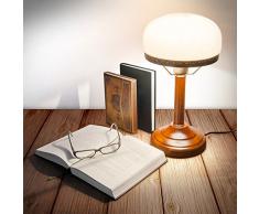 Relaxdays-10016611 Lampe de Bureau Banquier avec Abat-Jour en Verre E 27, beige