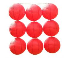 JTC 9pc Lanterne en Papier Lampion avec Fer Décoration de Maison/de Fête--9pc Rouge (diamètre :10CM)