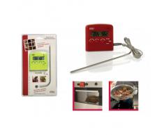 Cuisy KC2053 Thermomètre à Sonde/Minuteur Acier Inoxydable Rouge/Noir/Blanc/Vert 8 x 8 x 1,8 cm *Coloris Aléatoire*