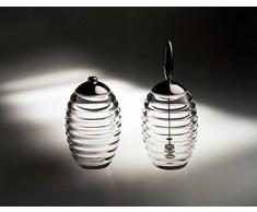 Alessi Tw02 Sugar Jar Saupoudreuse à Sucre en Verre Cristallin avec Couvercle en Acier Brillant