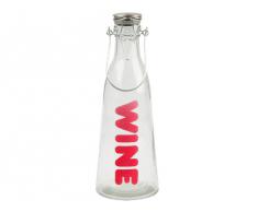 Carafe à vin Wine Transparent et fuchsia Verre et métal Hermétique Contenance 1 litre Avec anse Present time PT1322